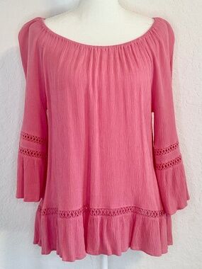 Hannah Boho-Style Peasant Tunic Top, Size M
